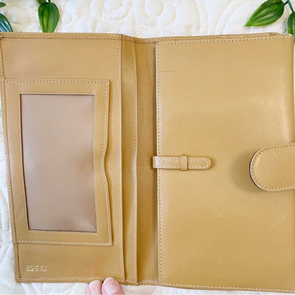 VTG Gucci GG Canvas Camel Leather Long Tri-Fold B… - image 6