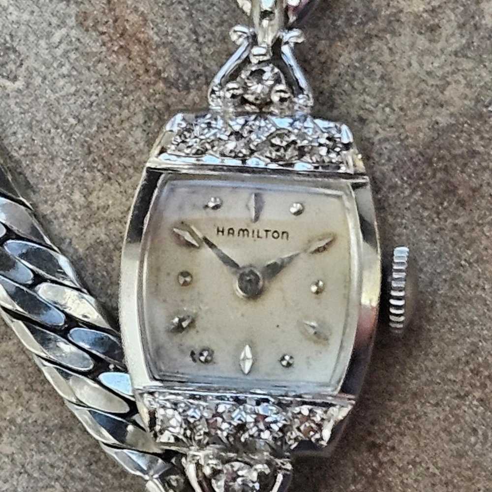 HAMILTON 14K GOLD W/DIAMONDS WATCH - image 2