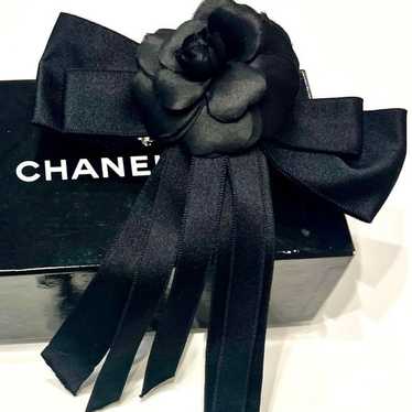 Chanel☆ Barrette Camellia Long Ribbon Hairpin Cors