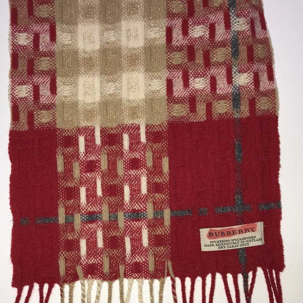 Vintage Burberry fringe Scarf Muffler - image 4