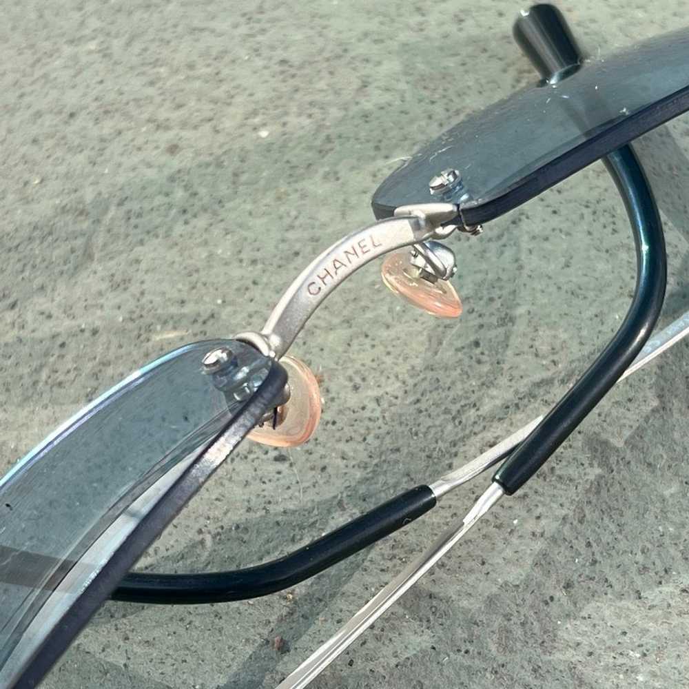 RARE Vintage 90’s Chanel 4002 Rimless Blue/Silver… - image 5