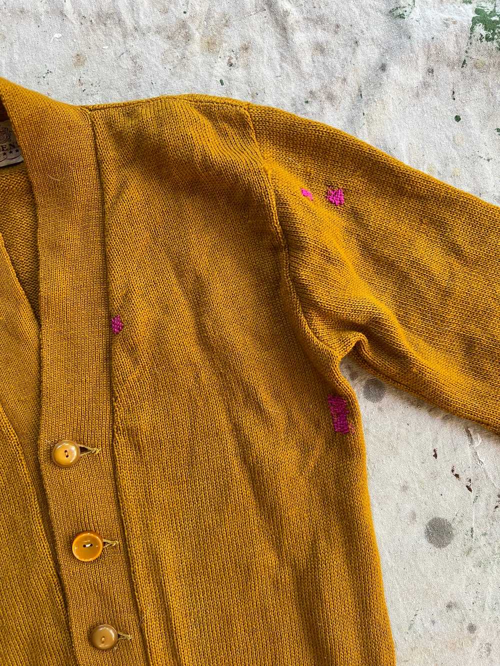 60’s darned wool cardigan - image 4