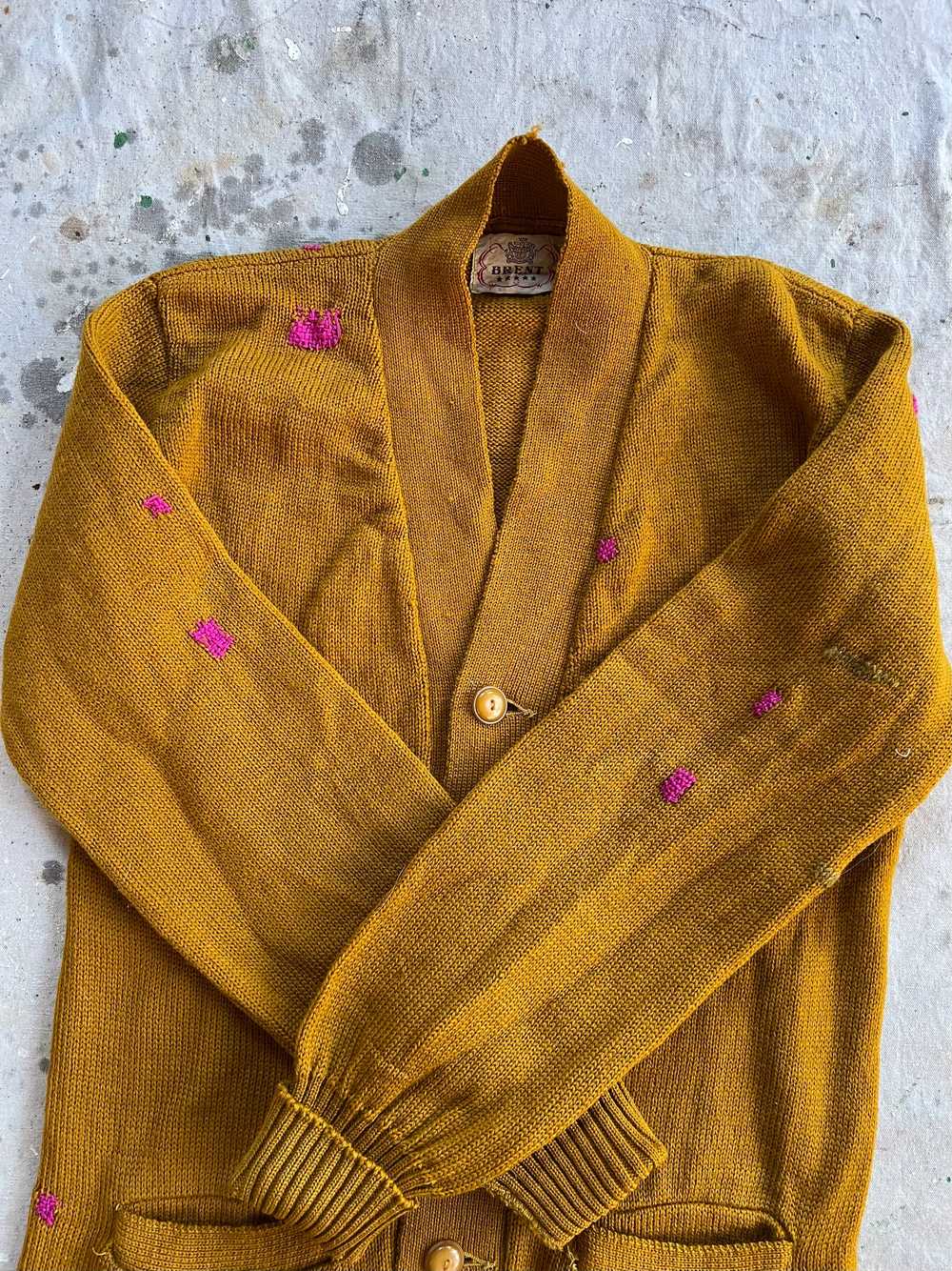 60’s darned wool cardigan - image 6