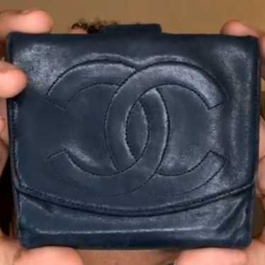 Chanel Leather Logo Wallet Black