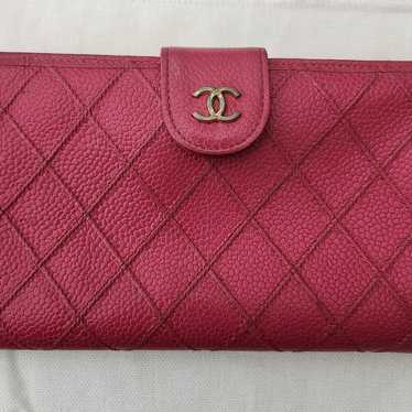 Chanel Pink Quilted Caviar Leather Wallet