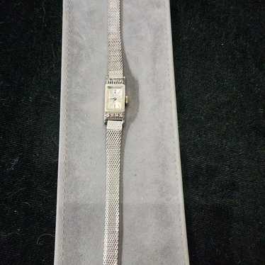 Elgin Solid 10K White Gold Manual Ladies Watch w … - image 1