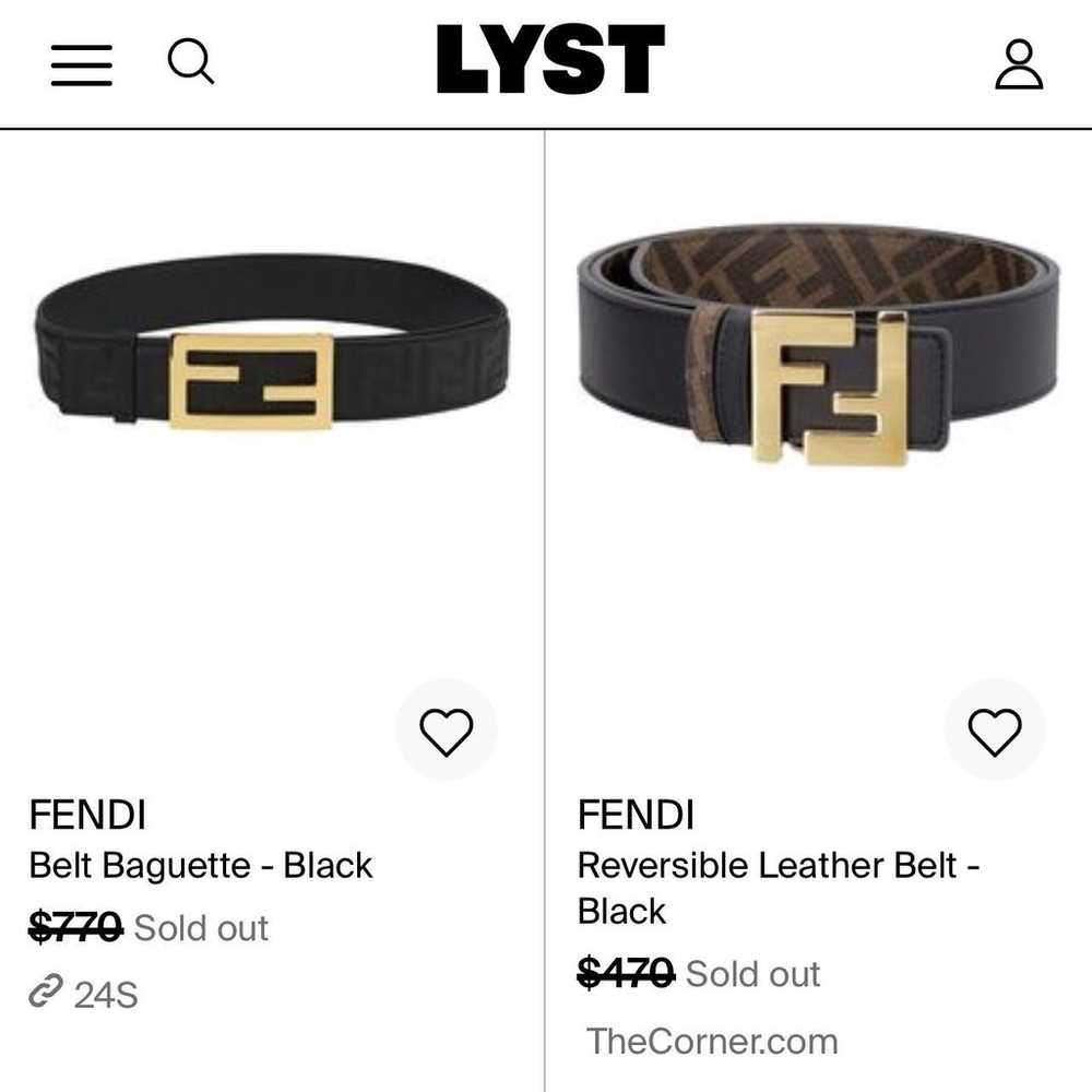 Fendi Black Fabric & Leather Baguette Buckle Belt - image 7