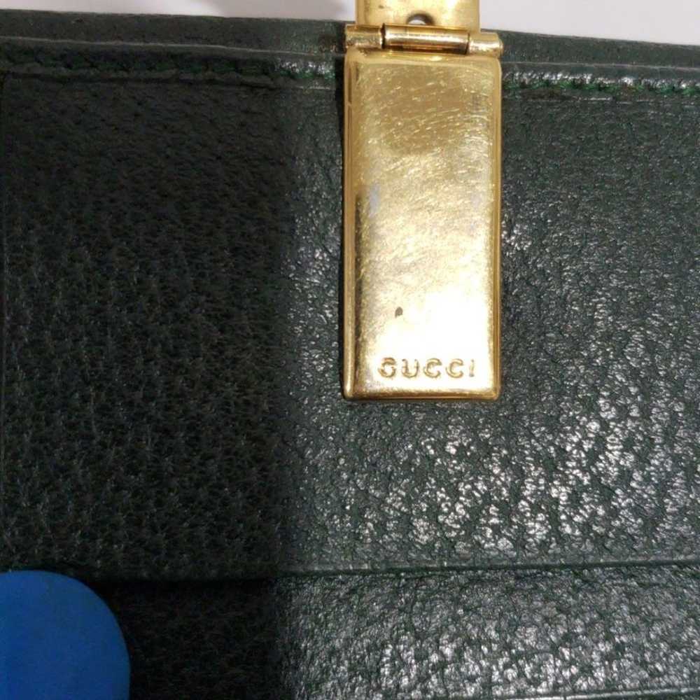 Vintage Gucci Green Leather Bifold Wallet with Go… - image 10