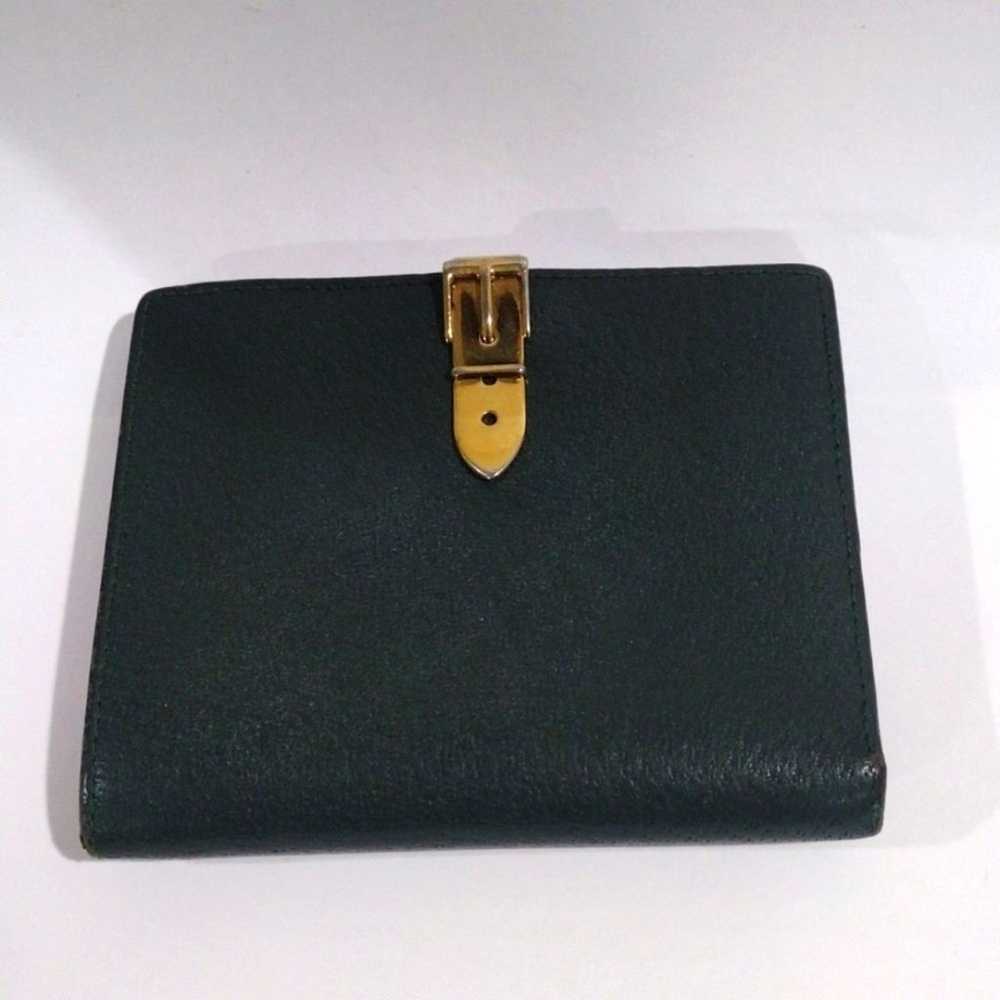 Vintage Gucci Green Leather Bifold Wallet with Go… - image 1