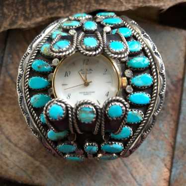 Vintage Navajo sterling turquoise watch