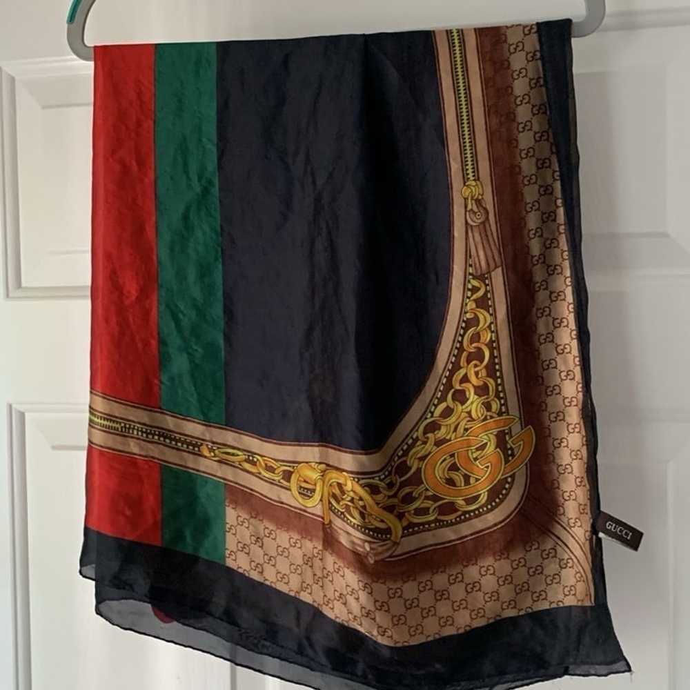 Authentic Vintage GUCCI Signature 100% Silk Scarf - image 6