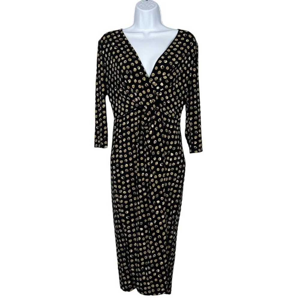 Anne Klein VTG Faux Wrap  Midi Dress Sz 4 Deep V … - image 1