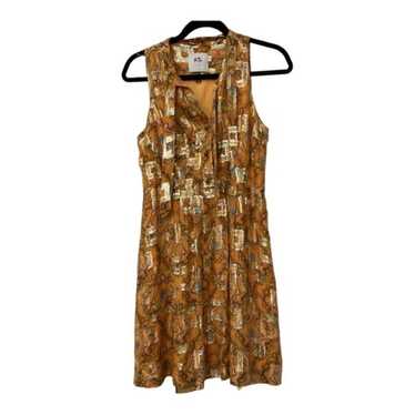 Anthropology yellow and gold dress