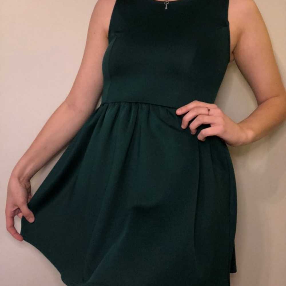 Forest green fit and flare dress - image 1