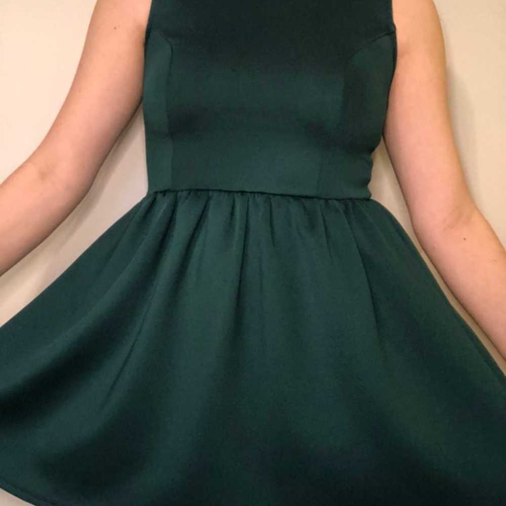 Forest green fit and flare dress - image 7