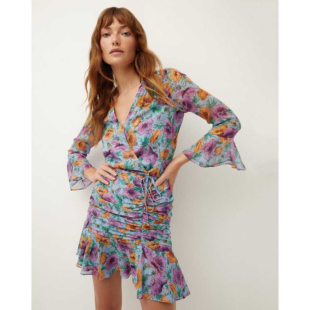 Veronica Beard blue/pink SEAN FLORAL-PRINT DRESS … - image 1