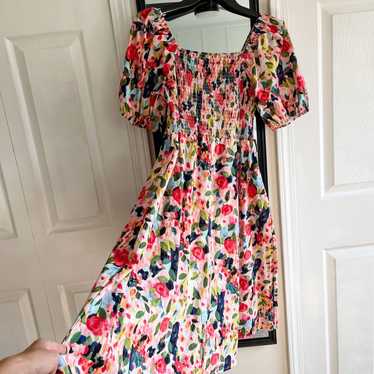 Floral dress with smocked bodice