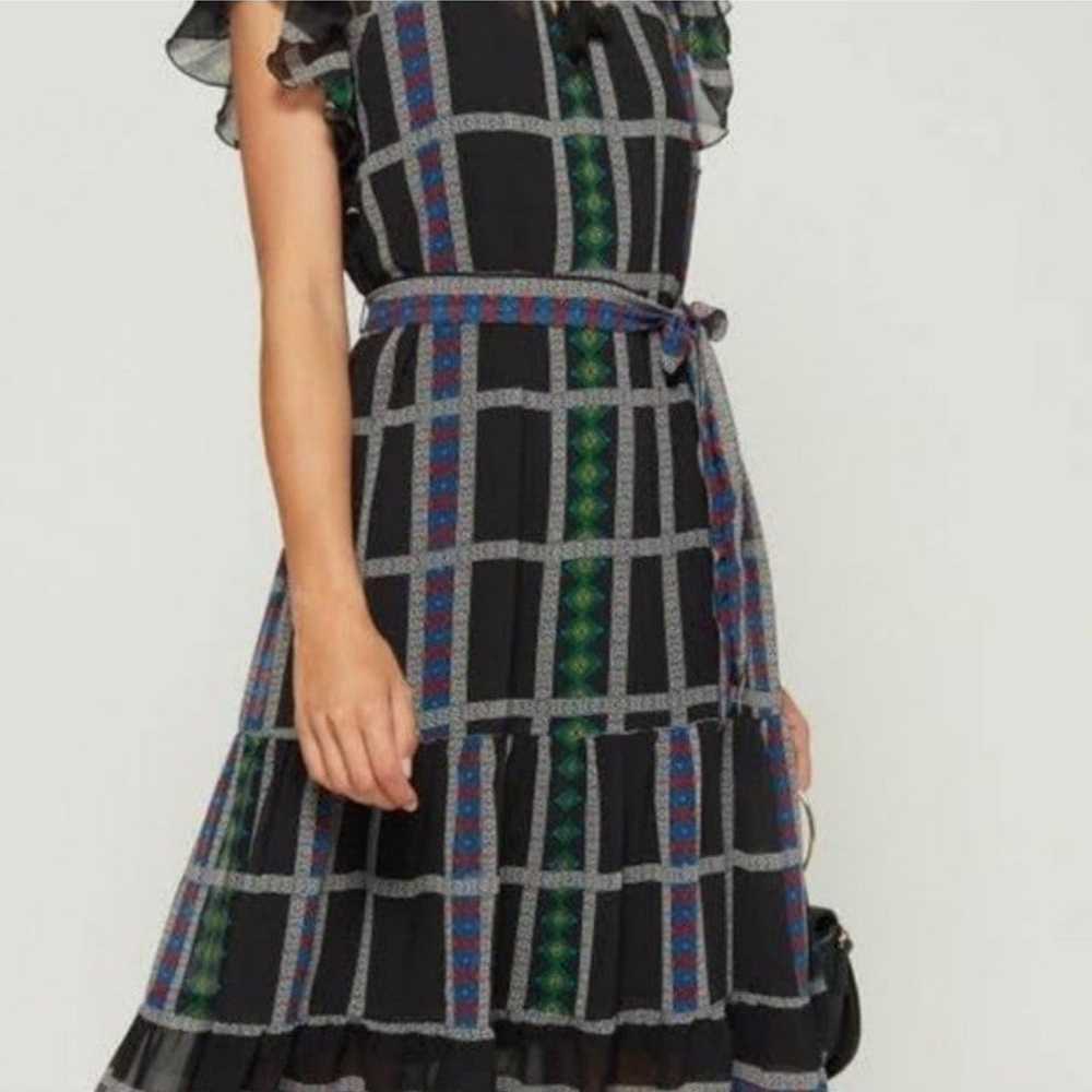 GAP Black Multi print Ruffle Dress - image 7