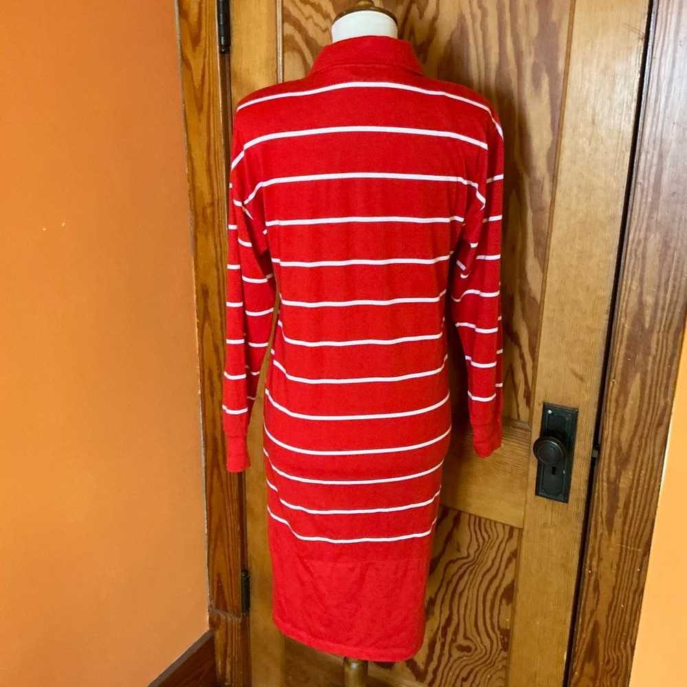 Vtg 80s Red striped polo midi dress - image 8