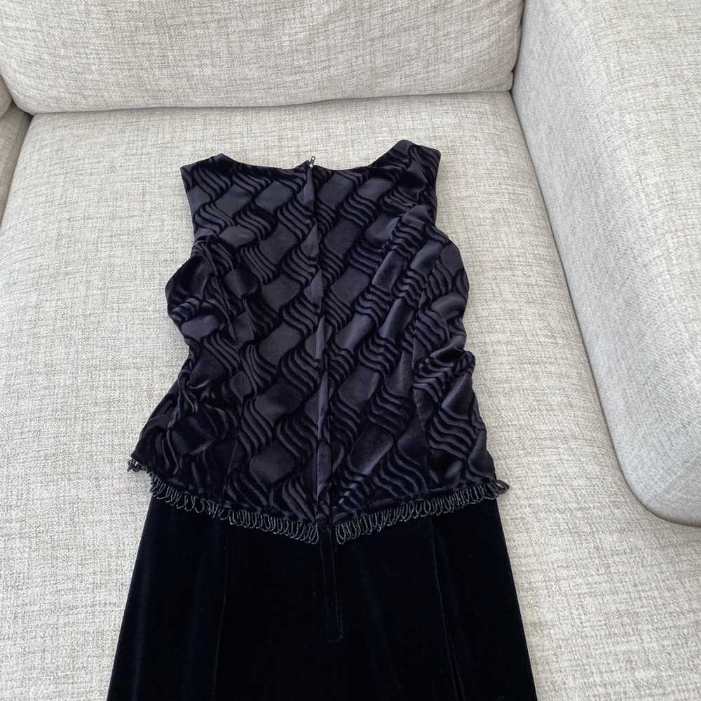 Vintage Black Velvet Art Deco Style Dress Gown - image 5