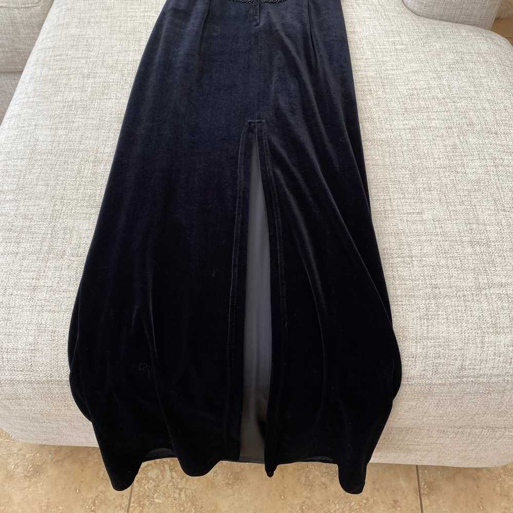 Vintage Black Velvet Art Deco Style Dress Gown - image 6