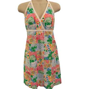 Vintage Lilly Pulitzer Patchwork Print Halter Dres