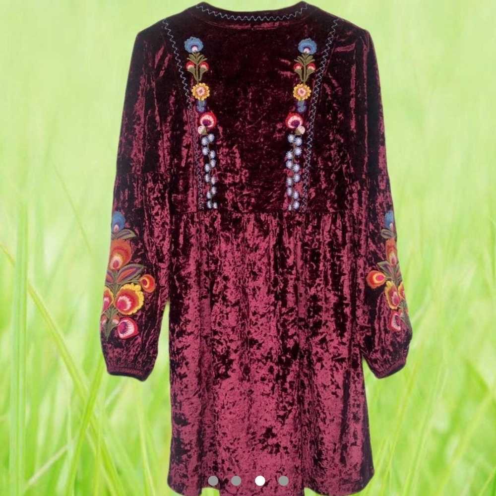 Maybe Wang Burgundy Velvet Dress With Handmade Em… - image 3