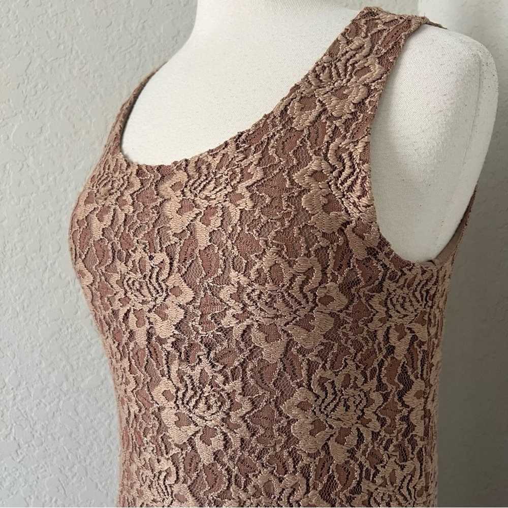 Chicos Tan Floral Lace Midi Dress Size S Lined Sl… - image 2