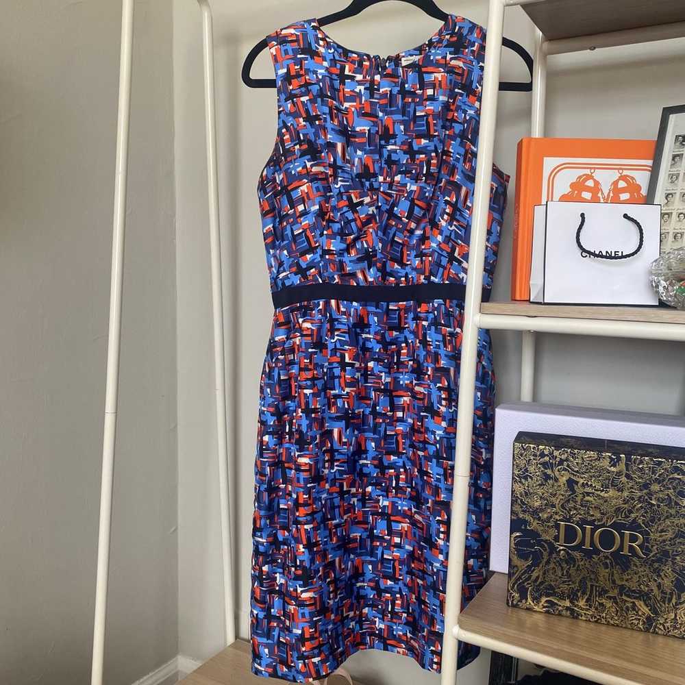 Vintage Milly Orange and Blue Print Silk Dress - image 3