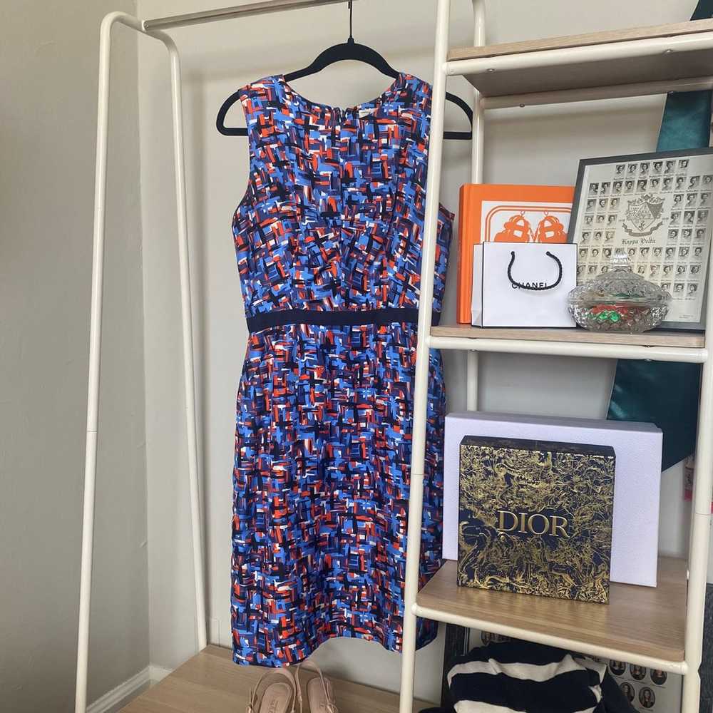 Vintage Milly Orange and Blue Print Silk Dress - image 4