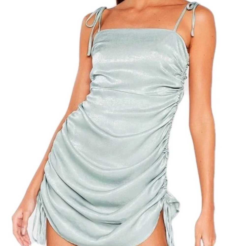 Nasty Gal Sky Blue Ruched Drawstring Dress - image 2