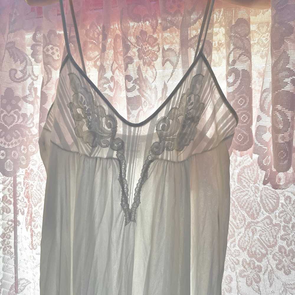 Vintage Long white Lace Slip Dress - image 1