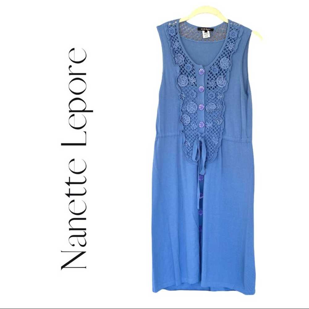 Vintage Nanette Lepore Blue Smooth Sailing Midi D… - image 1