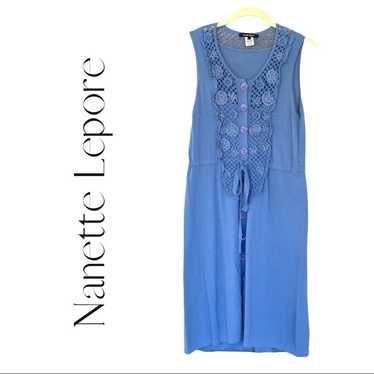 Vintage Nanette Lepore Blue Smooth Sailing Midi D… - image 1