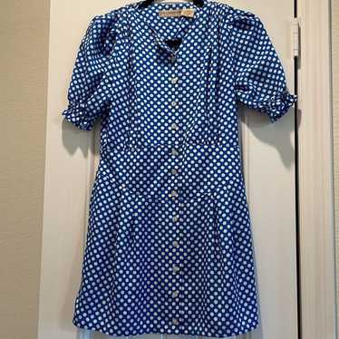 Liz Claiborne Polka Dot Button Front Puff Sleeves 