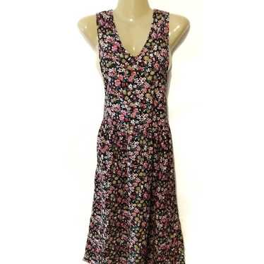 Vtg Fritzi boho floral pinafore style midi dress