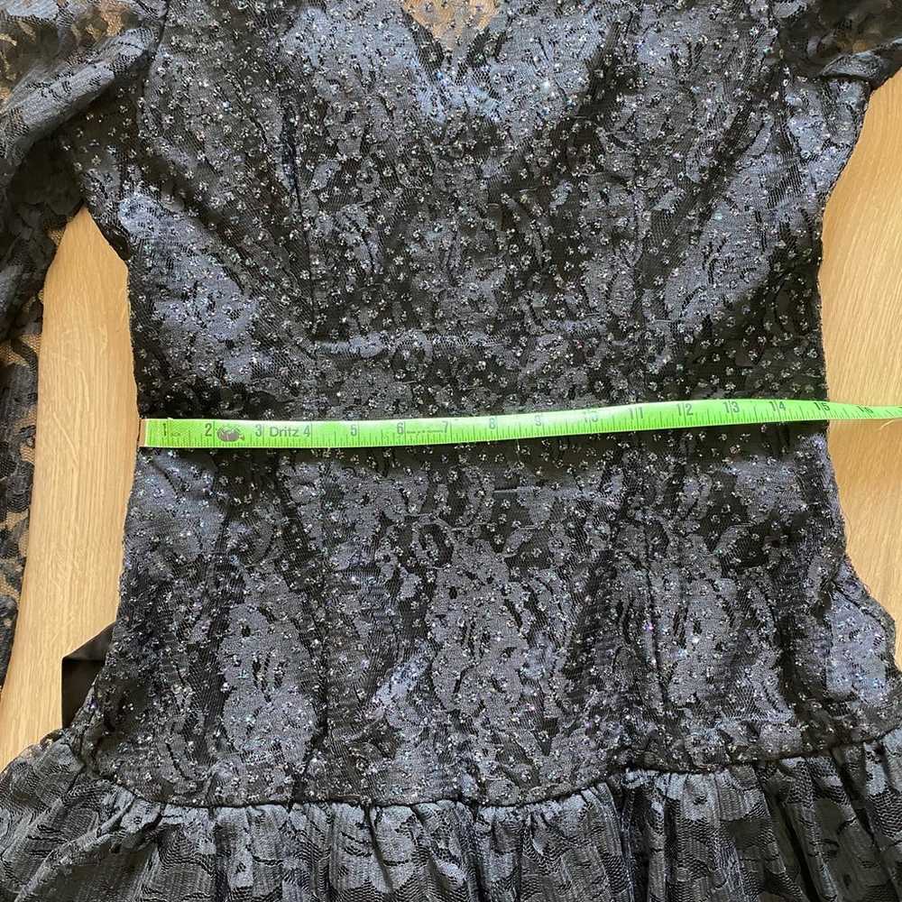 Vintage 80’s black lace long sleeve cocktail dress - image 10