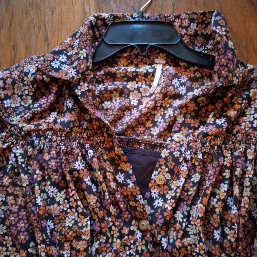 NEW Free People SP Floral Sheer Lined Button Fron… - image 4