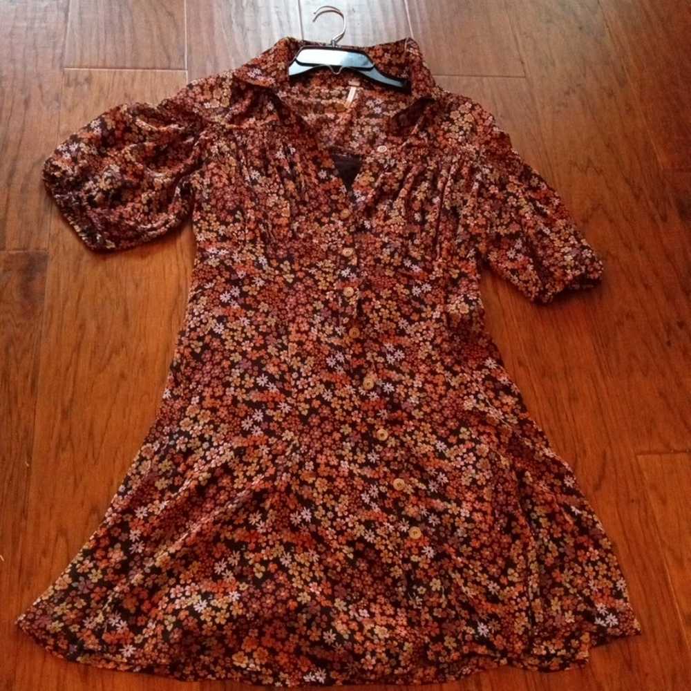 NEW Free People SP Floral Sheer Lined Button Fron… - image 6