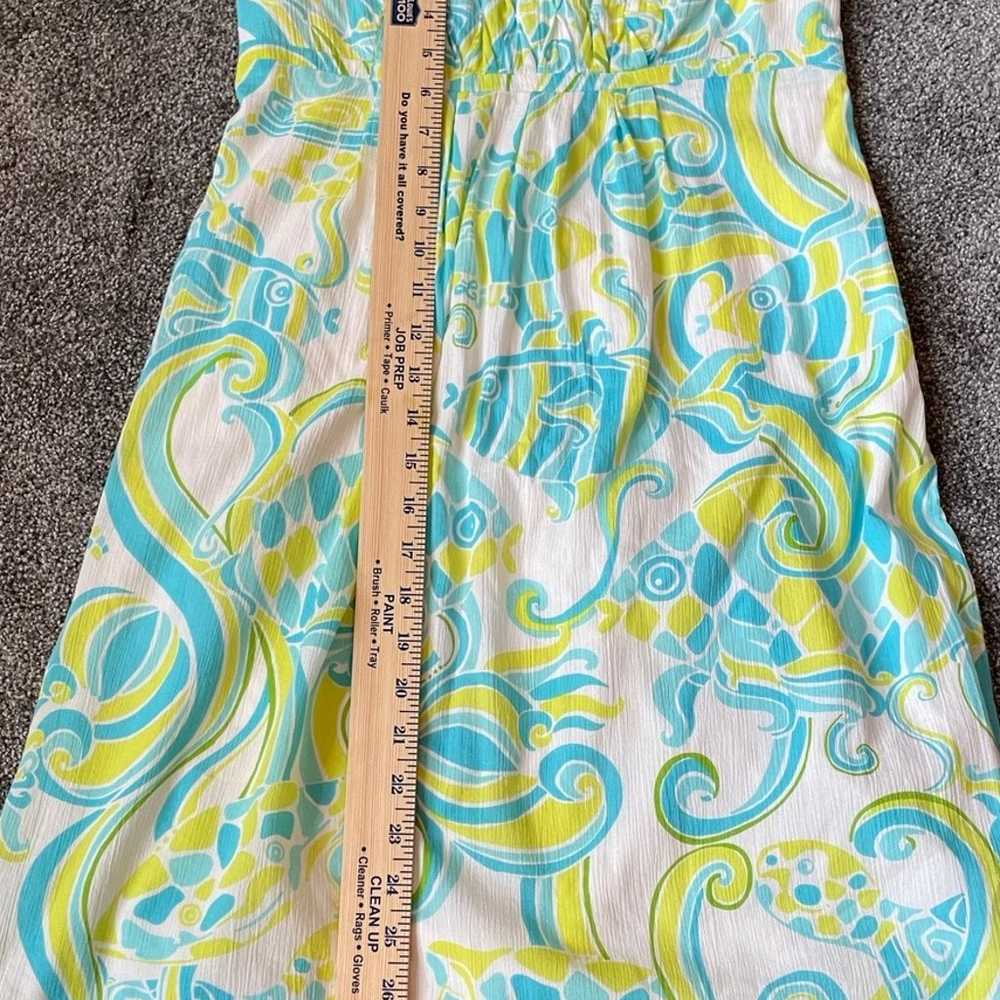 Lilly Pulitzer strapless dress size 4 neon and aq… - image 2