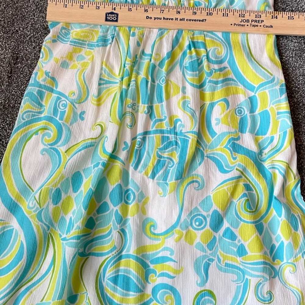 Lilly Pulitzer strapless dress size 4 neon and aq… - image 3