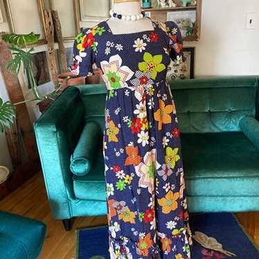 Vintage 60’s Handmade Floral Maxi Dress - image 1