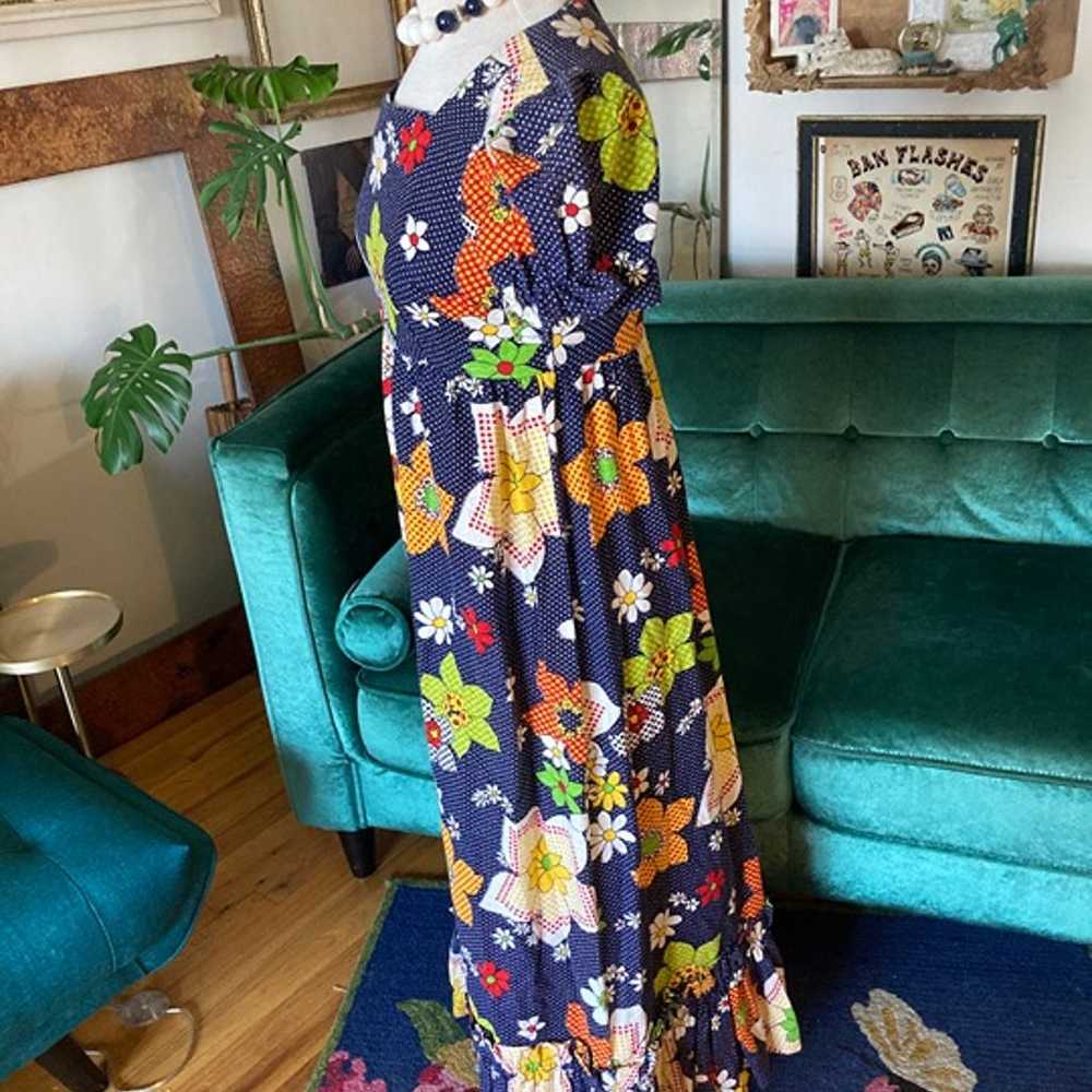 Vintage 60’s Handmade Floral Maxi Dress - image 4