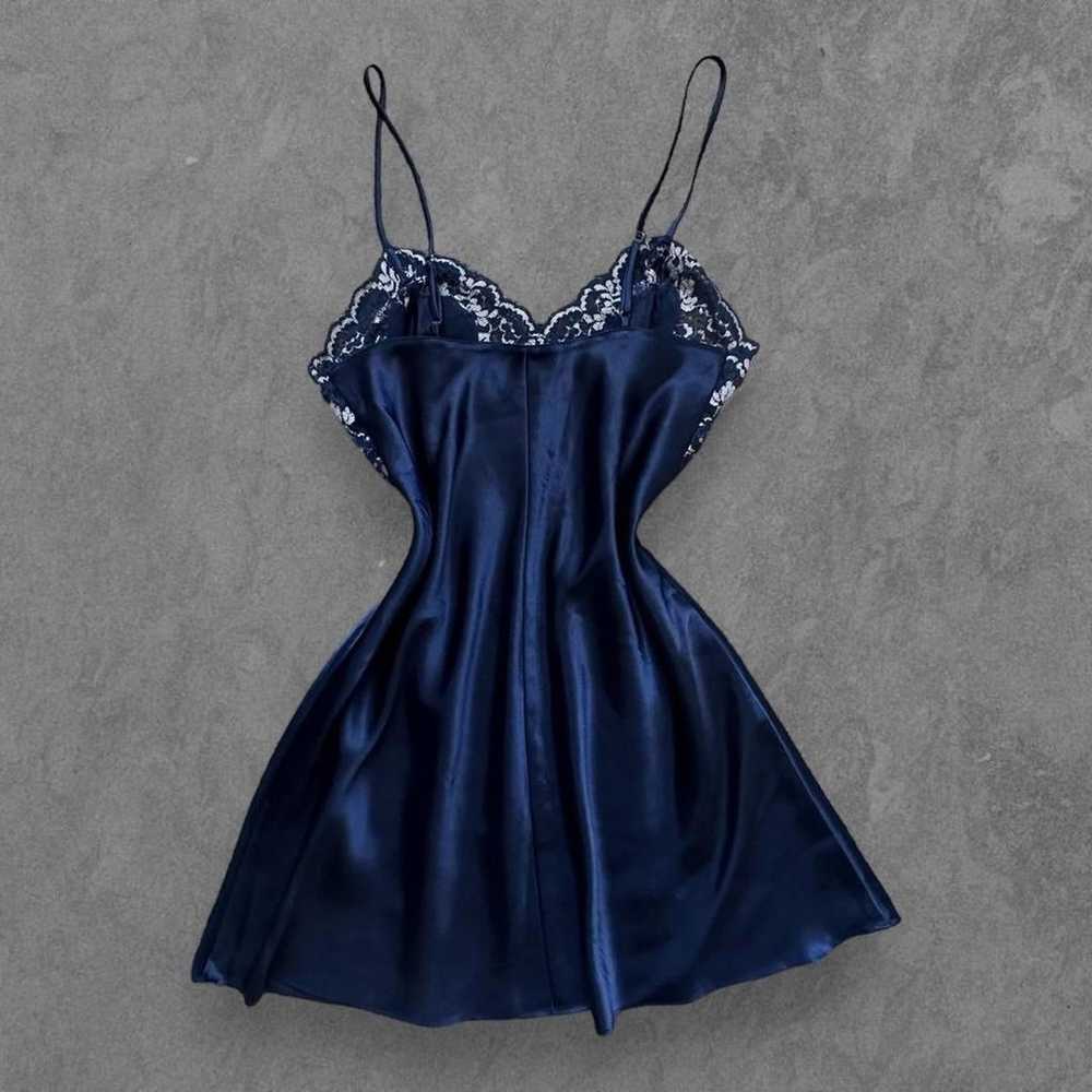 Frederick’s Of Hollywood Navy Blue Lace Slip Dress - image 3