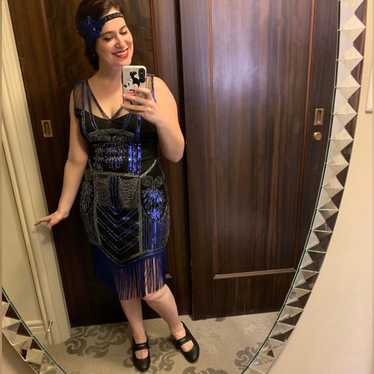 Blue and Black Flapper Dress