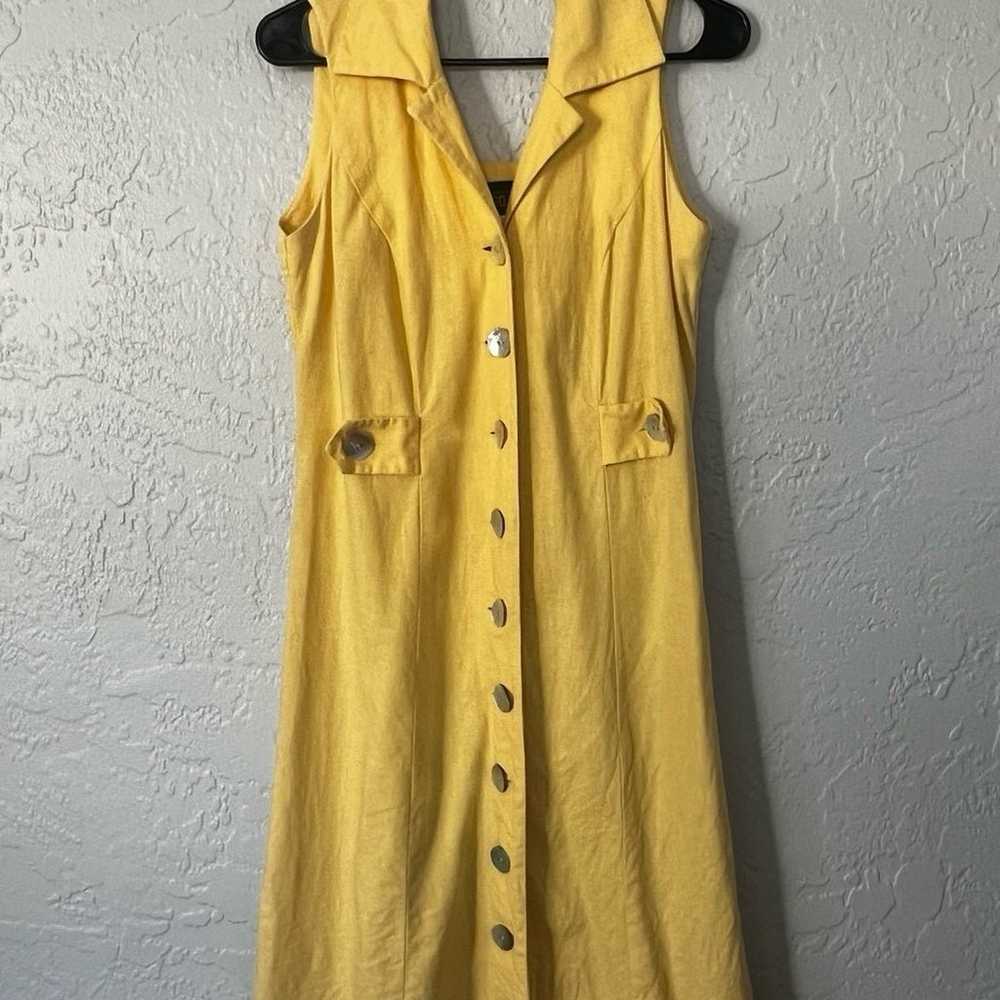 Vintage Virgo II Yellow Sleeveless Dress With Mot… - image 1