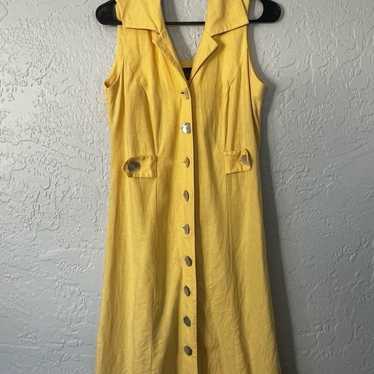 Vintage Virgo II Yellow Sleeveless Dress With Mot… - image 1