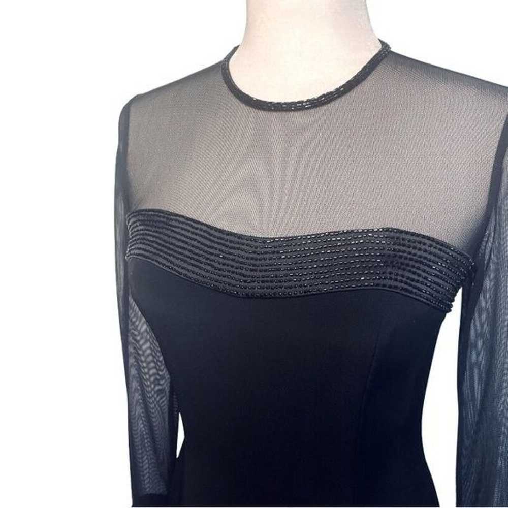 90s Open Back Beaded Sheer Dress - image 4