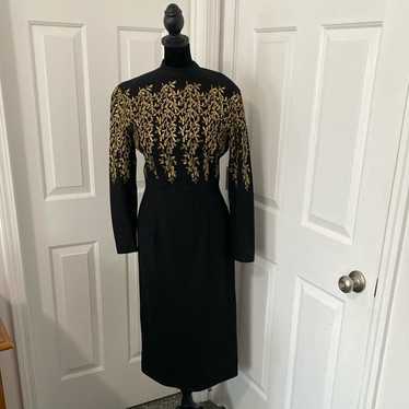 Anne Fogarty Elegant Vintage Black and Gold Embro… - image 1