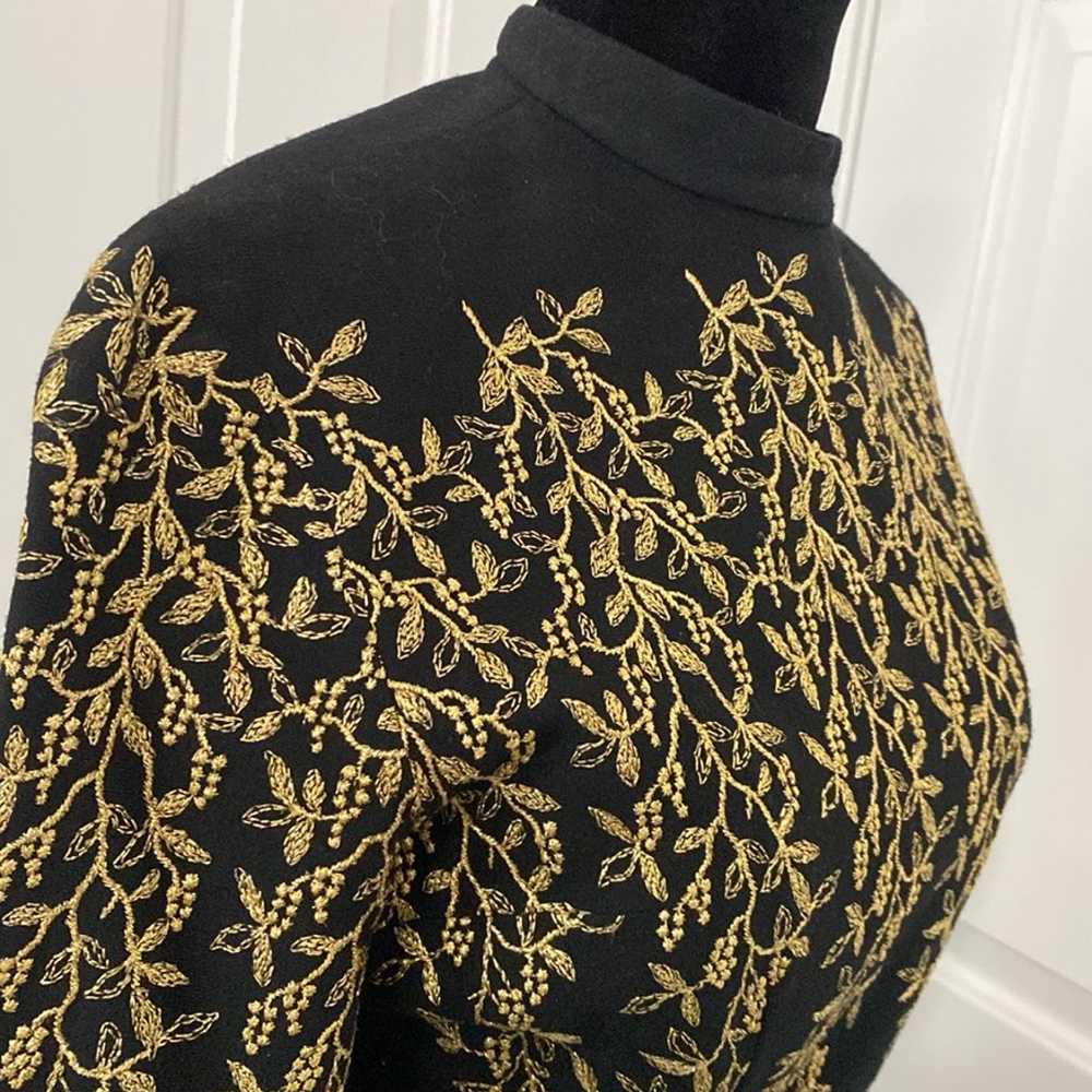 Anne Fogarty Elegant Vintage Black and Gold Embro… - image 2